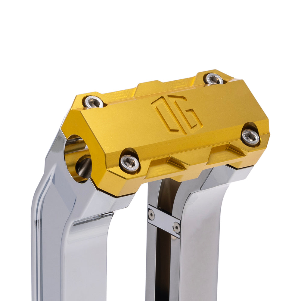 OG Chrome 2 inch Pull Straight Risers with Gold Standard Top Clamp