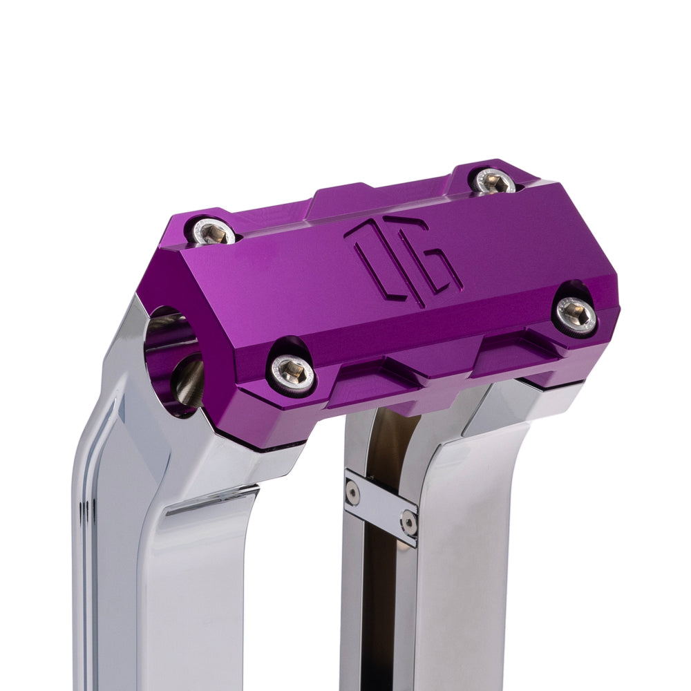 OG Chrome 2 inch Pull Straight Risers with Purple Standard Top Clamp