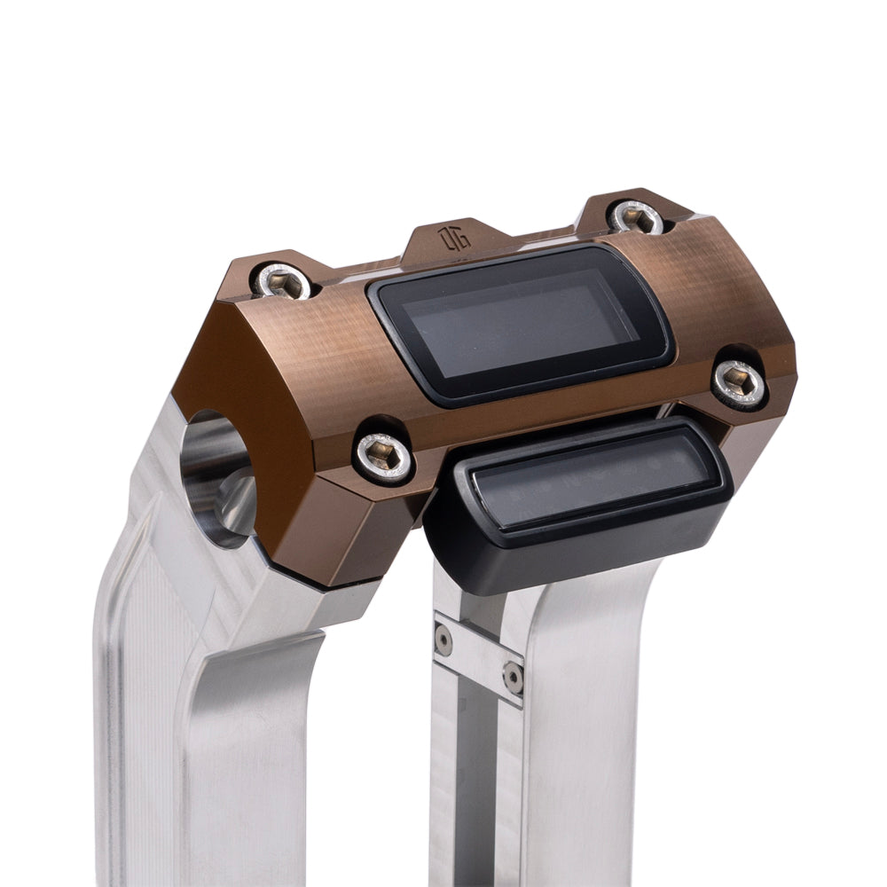 OG Aluminum 6.5 inch Straight Risers with Bronze Digital Gauge Cut Out Top Clamp