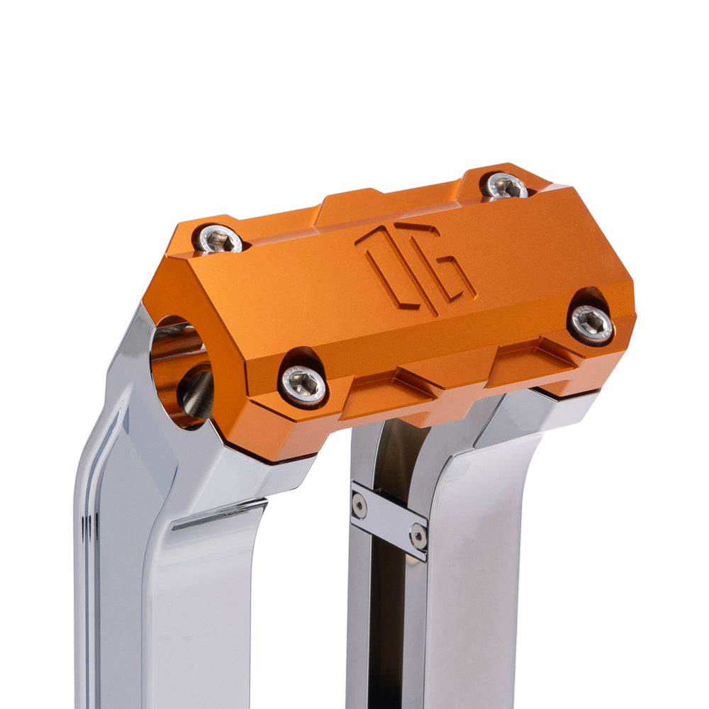 OG Chrome 6.5 inch Straight Risers with Orange Standard Top Clamp